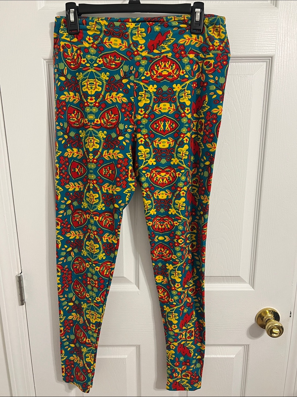LuLaRoe Teal Floral & Paisley Print Leggings